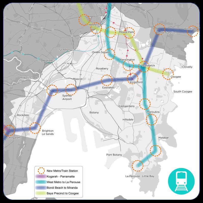 Extract: Sydney South East Transport Strategy Report - Page 31: Mass Transit Nodes 2041