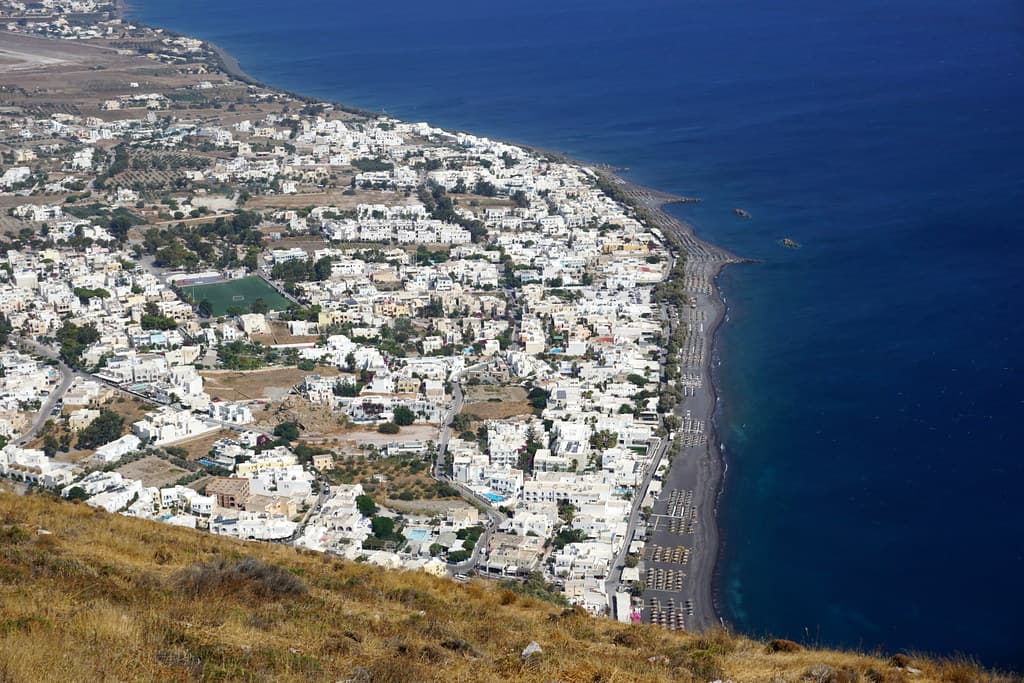 View of Kamari Beach, Santorini