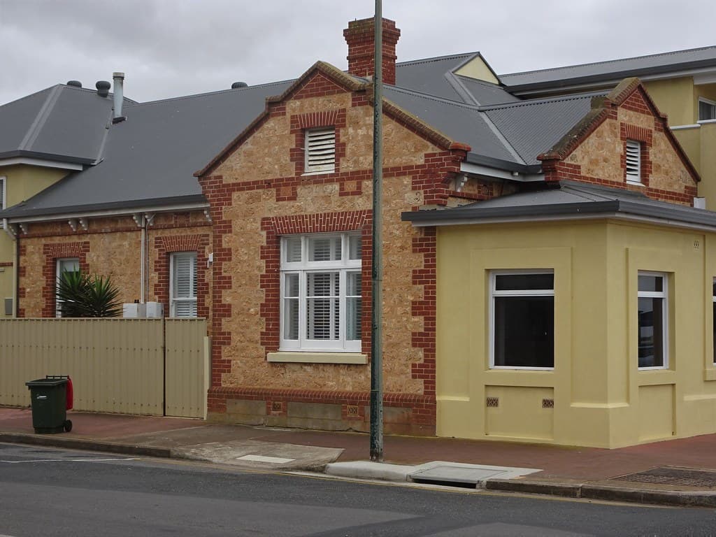 Tumby Bay. The 1908 first Post Office next to the 1908 Police Station. Now architecturally destroyed by modern additions and no longer the town's Post Office.