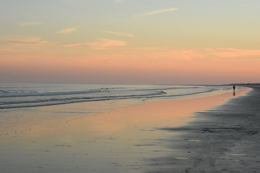 Dusk Falling - Pink Sky - Calm Sea - Kiawah Beach 2
