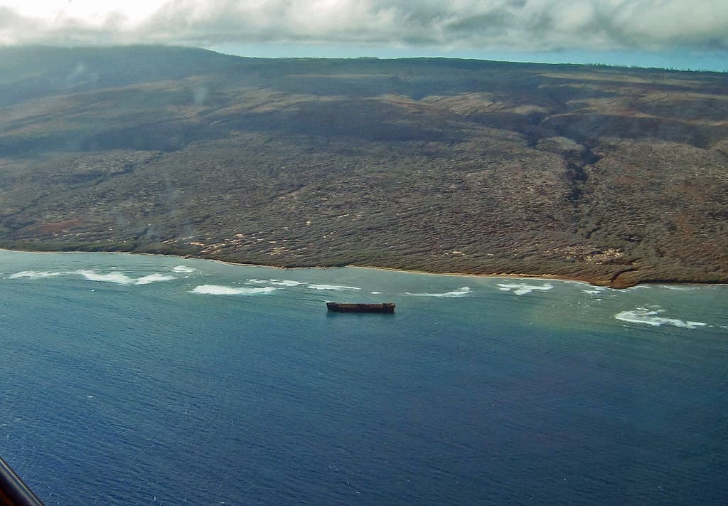 Shipwreck Beach, Lana'i from the Air