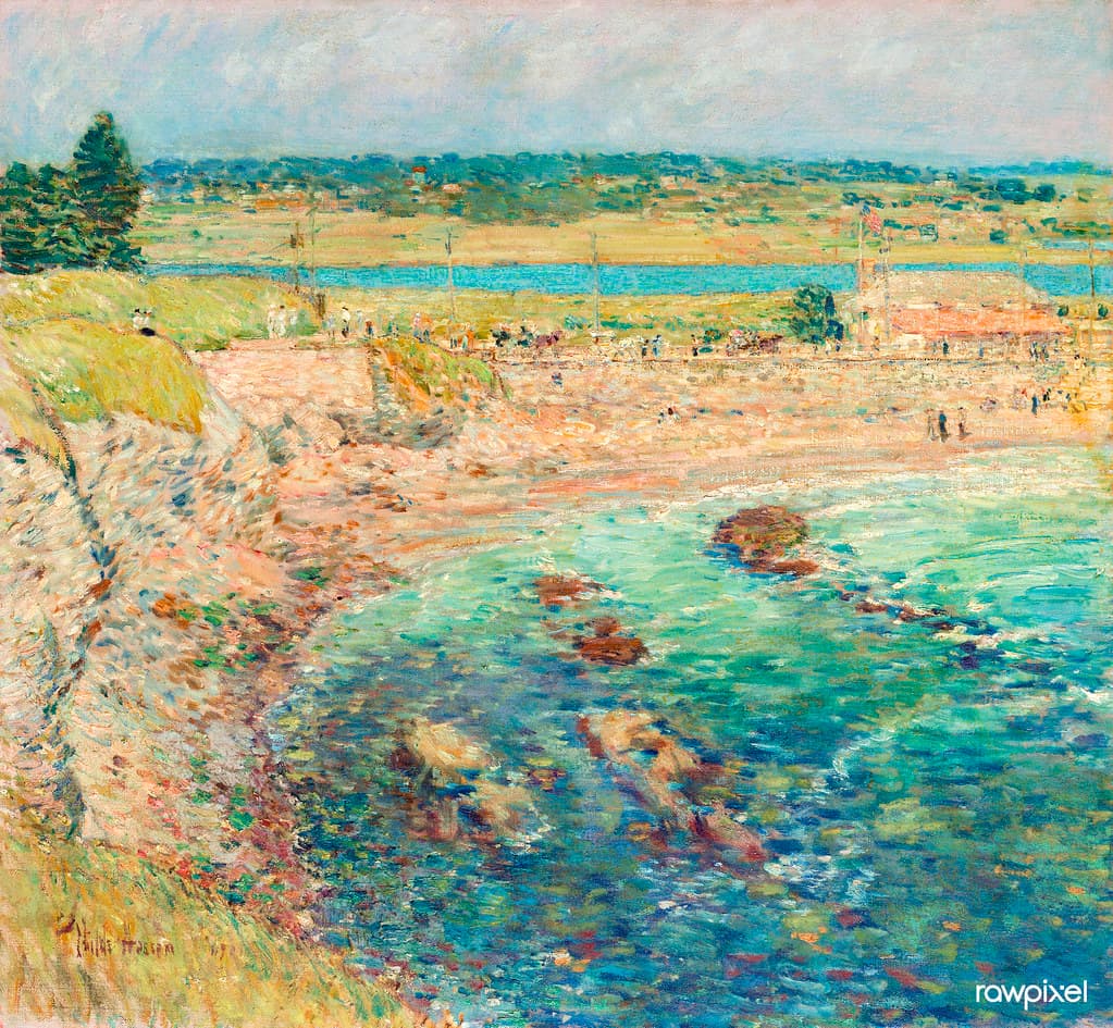 Bailey&rsquo;s Beach, Newport, R.I. (1901) by Frederick Childe Hassam. Original from The Art Institute of Chicago. Digitally enhaced by rawpixel.