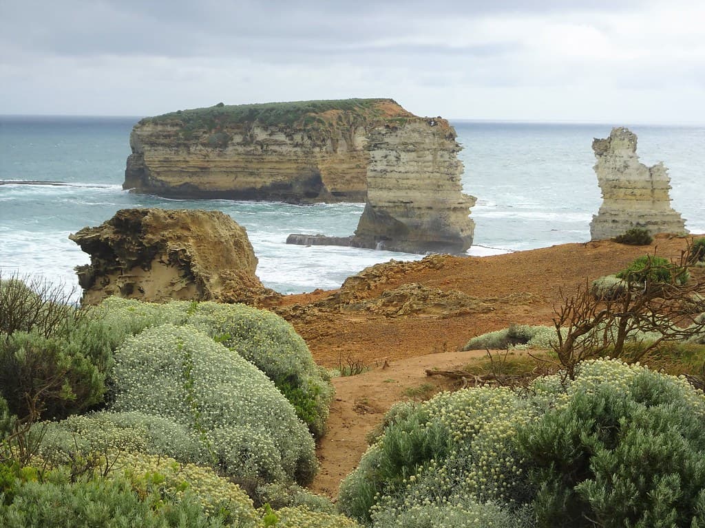 Great Ocean Road. Coastal stacks  and islands in the Bay of Islands near Peterbrough Victoria.