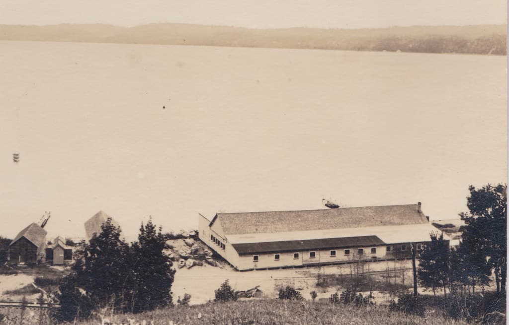 NW Beulah MI c.1908 RPPC Crystal Lake VIEW OF TERP'S  LAKESIDE PAVILLION & DANCE HALL & Boat Docks on the Waterfront right down on the beach next to the Excursion and Launch Docks where the Village Trailer Park is now2