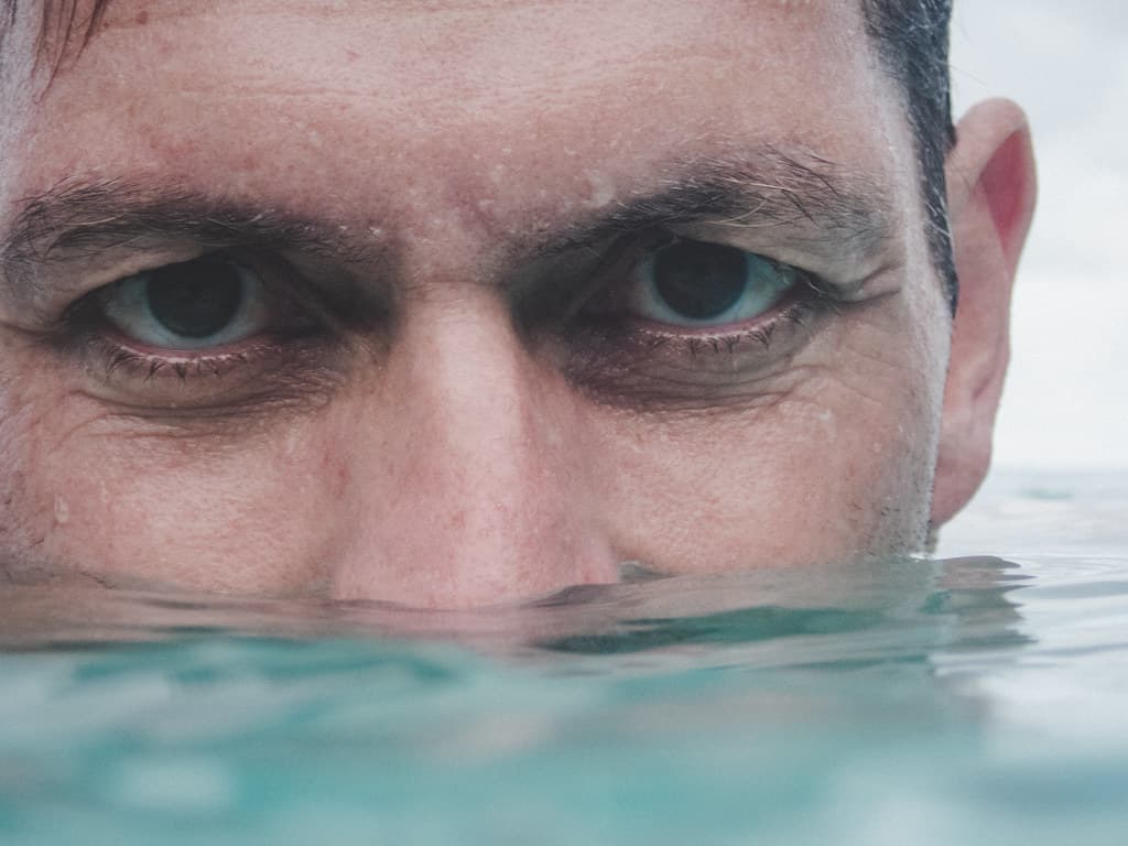 What lurks beneath? (Action selfie #3), Newell Beach, Far North Queensland