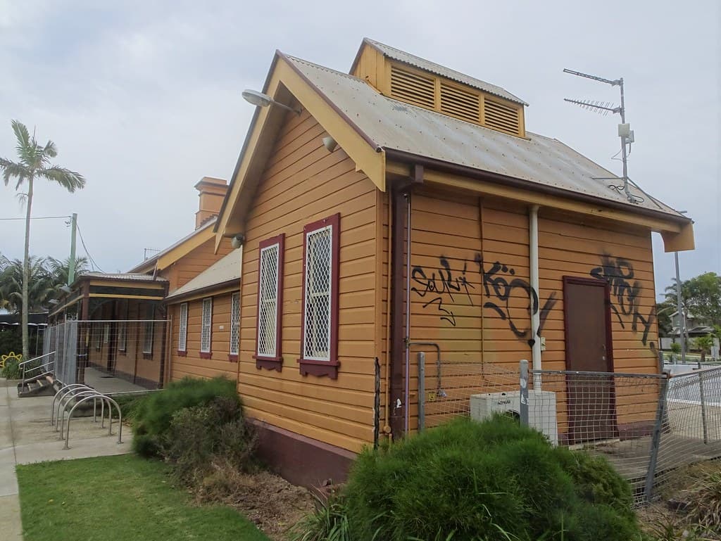 Byron Bay. The railway station. The railway from Casino reached the town in 1894. Now disused.