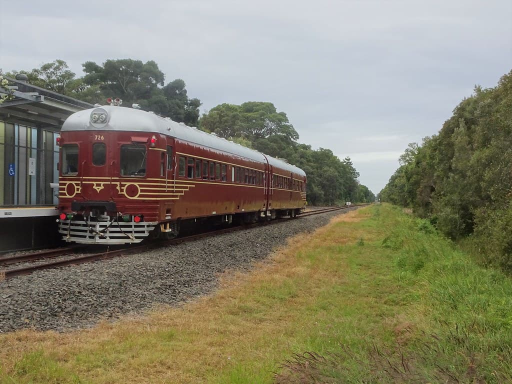 Byron Bay. The tourist railway. It uses old NSW railways rail cars which were in use from around 1949 to 1974.