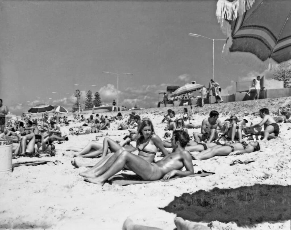 Enjoying the Beach, Surfers Paradise Beach, 1969