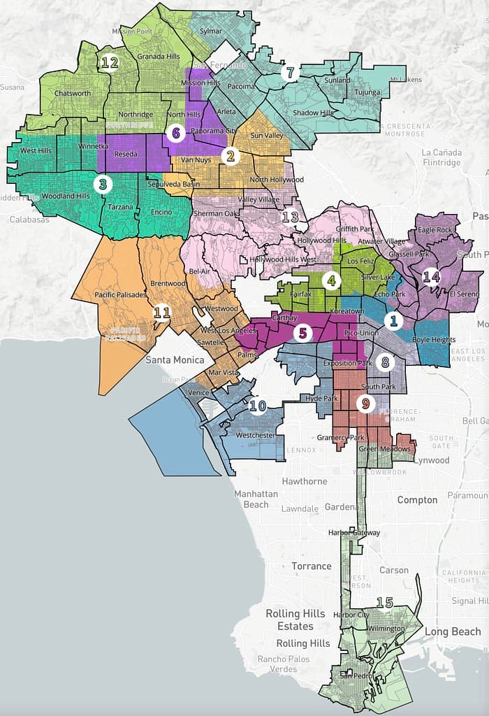 Los Angeles Redistrict Map 2021