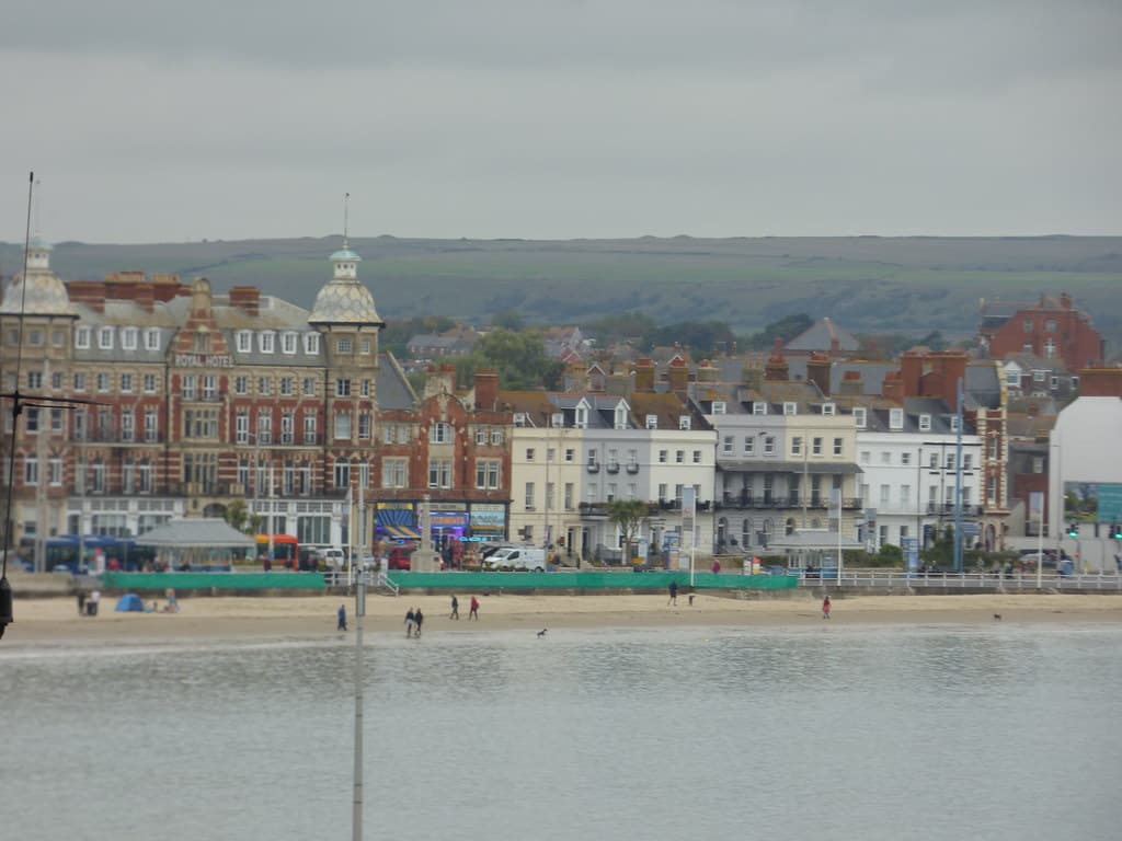 Weymouth Beach from Nothe Gardens - Royal Hotel