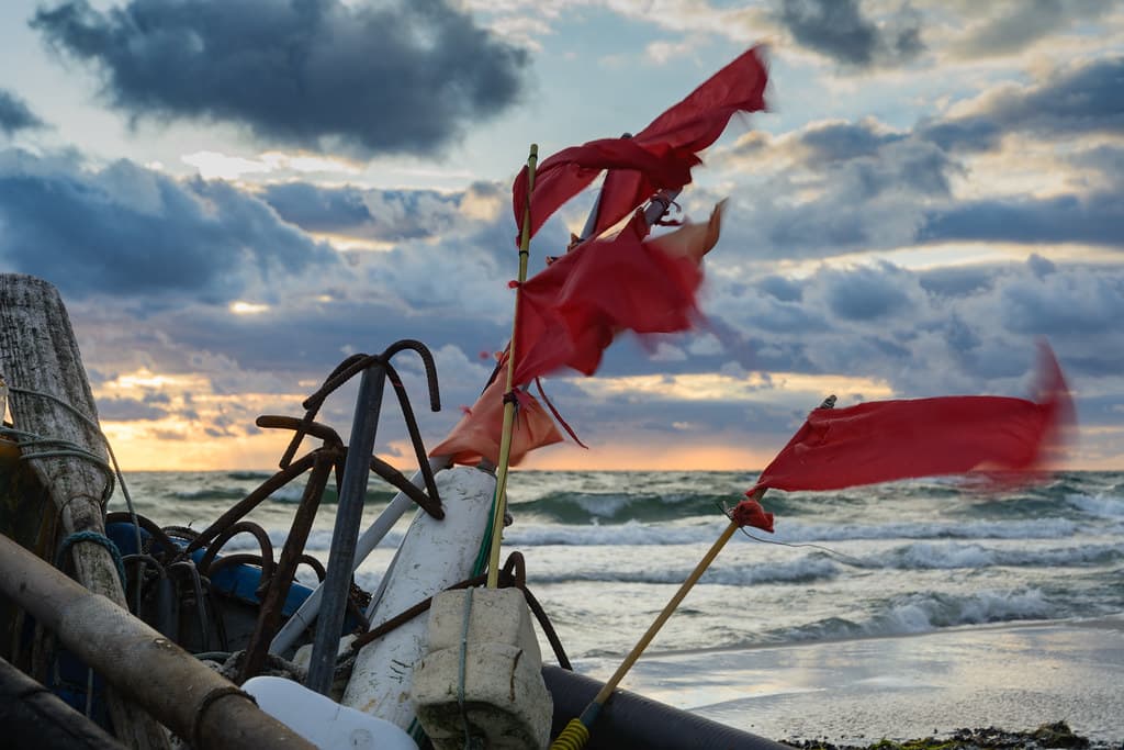 Das Fischerboot vor dem Sonnenuntergang