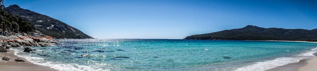 Wineglass Bay panorama, Wineglass Bay-Hazards Beach circut track, Freycinet National Park, Tasmania