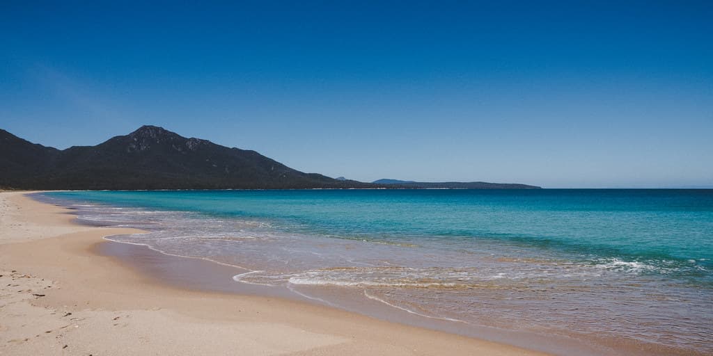 Looking south to Cooks Beach, Wineglass Bay-Hazards Beach circut track, Freycinet National Park, Tasmania