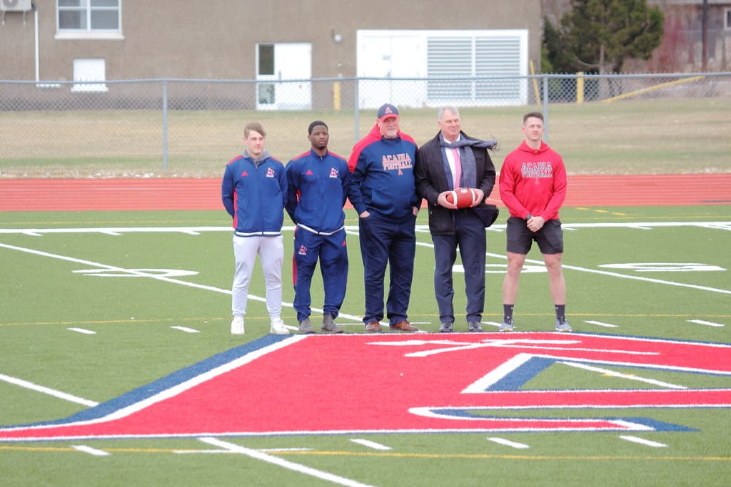Randy Ambrosie  Visits Acadia..  CFL Commissioner Randy Ambrosie on Raymond field today
