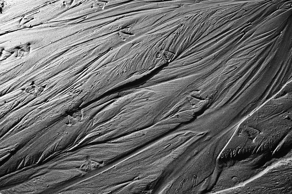 Channels in sand on Chapel Beach