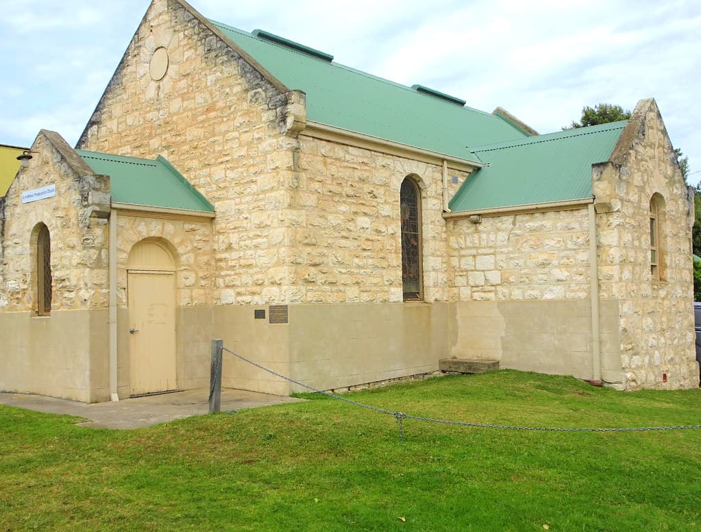 Sorrento on Mornington Peninsula. The Presbyterian Church. Built in 1888. Foundation stone by  Hon J Balfour MP.