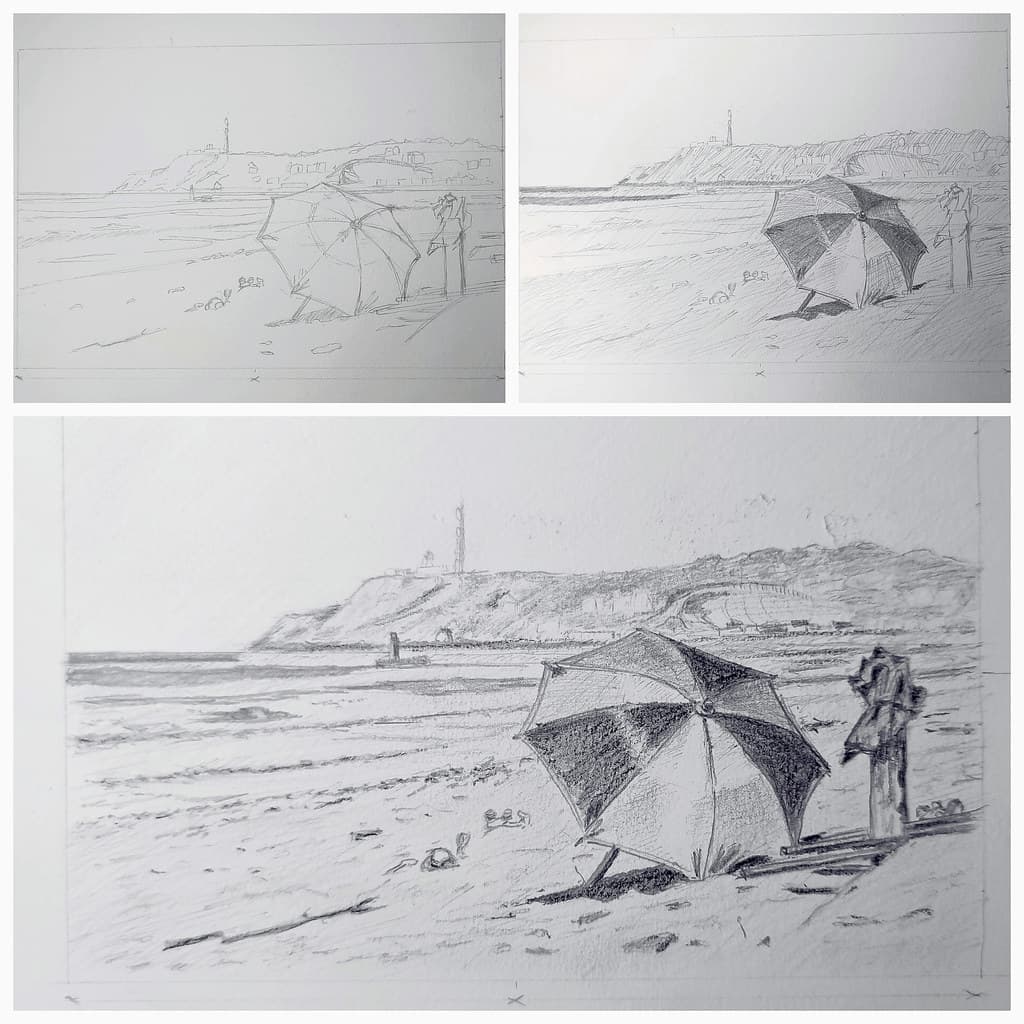 La plage de Barneville - Manche - Esquisse