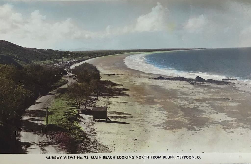 Main Beach, looking north from Bluff Point, Yeppoon, Qld - circa 1950