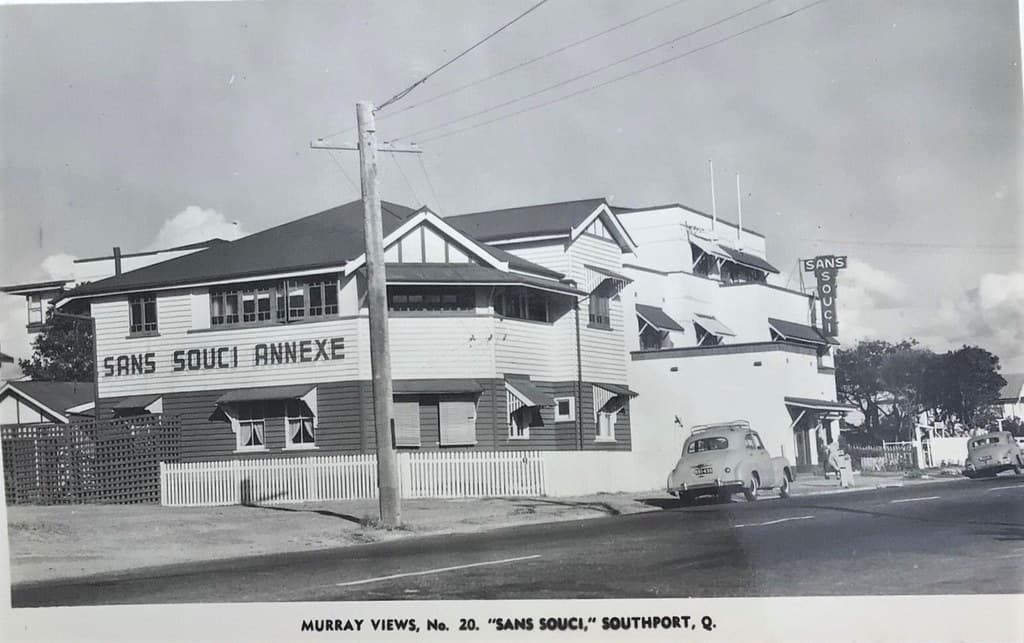 "Sans Souci" Private Hotel, Main Beach / Southport, Qld - 1950s