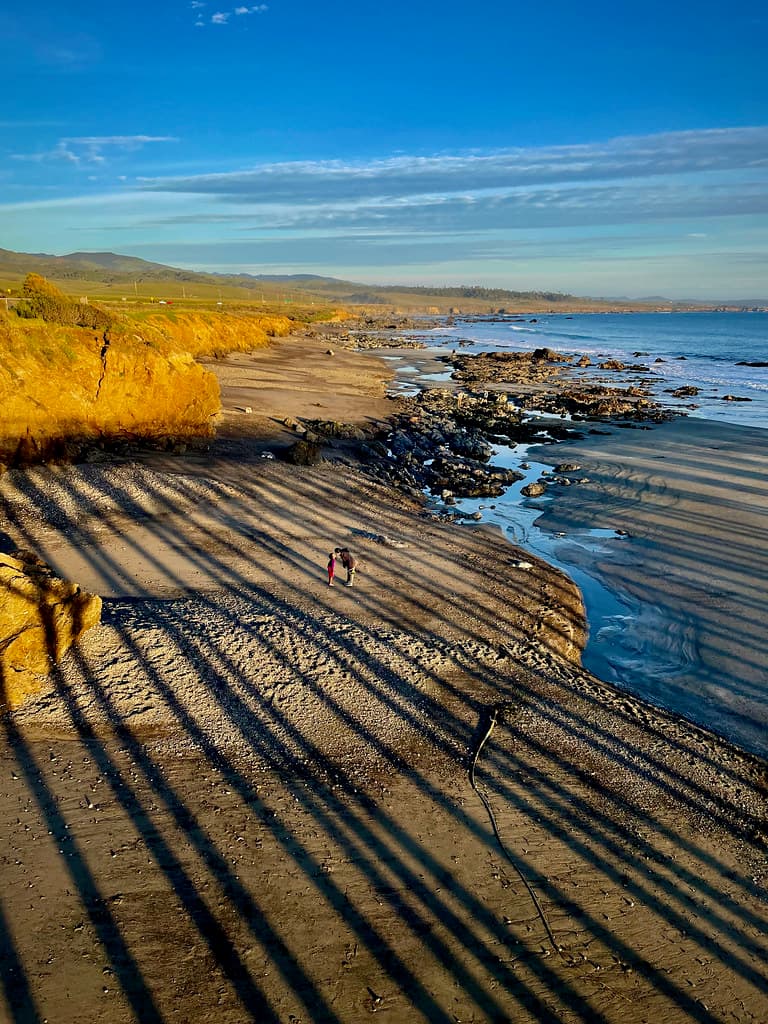 Long shadows of Hearst Pier, San Simeon, Calif.