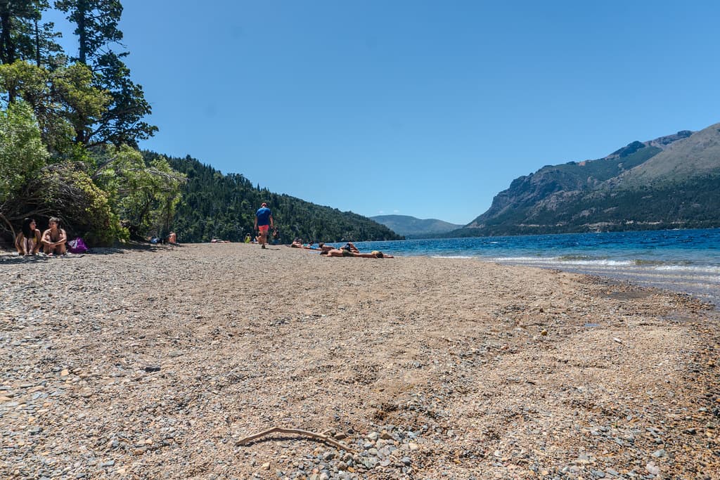 28ºC (82,4ºF) at Nuñez beach, Gutiérrez Lake at 770 m (2,510 ft) MSL, the Nahuel Huapi National Park, Bariloche, Argentina.