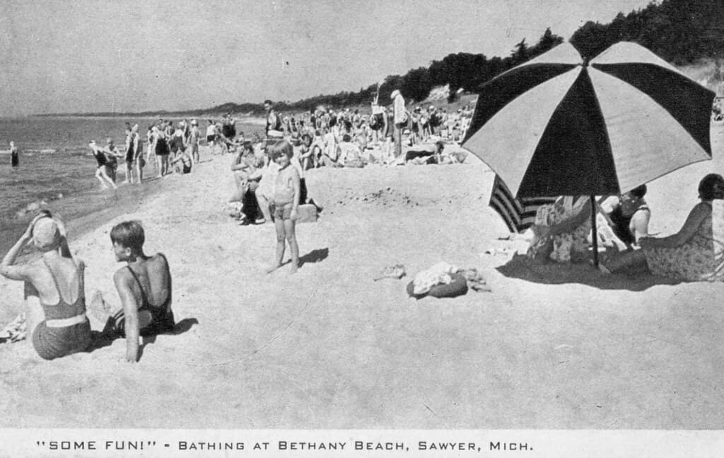SW Sawyer MI built 1906 BEACH BABES @ BETHANY BEACH RESORT POPULAR WITH SWEDS'S in the RESORT ERA visitors enjoyed lazy summers on the beaches & countryside of SW Michigan Vacation Memories Berrien Co.2
