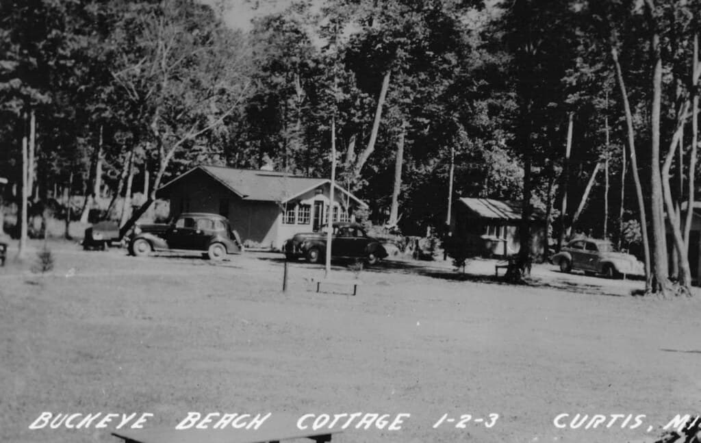 UP Curtis MI RPPC 1940s-50s BUCKEYE BEACH Resort Cabins on Big or South Manistique Lake known as Whitefish Lake Family Vacation Hunting Fishing & Honeymoons Too near Gould City and Germfask in Mackinac Co 25-
