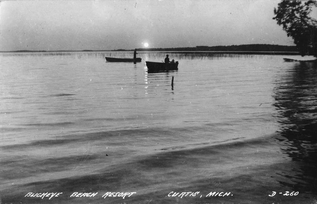 UP Curtis MI RPPC 1940s-50s BUCKEYE BEACH Resort Cabins on Big or South Manistique Lake known as Whitefish Lake Family Vacation Hunting Fishing & Honeymoons Too near Gould City and Germfask in Mackinac Co 27