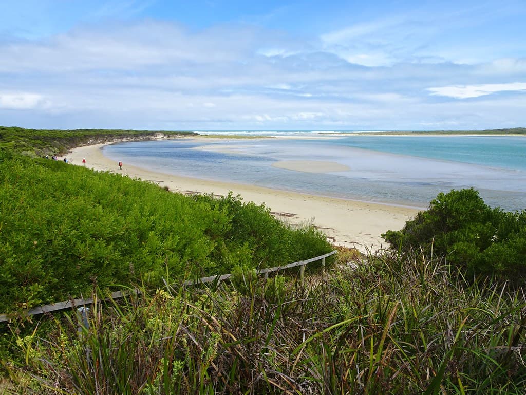 Nelson Victoria. The estuary of the Glenelg River where it meets the Southern Ocean.