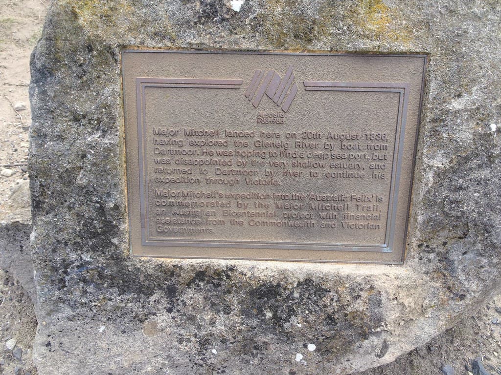 Nelson. Major Thomas Mitchell Memorial at the estuary of the Glenelg River.