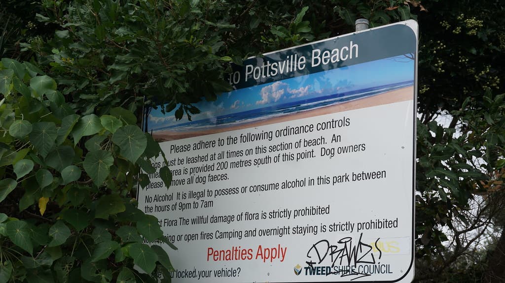 Pottsville Beach sign