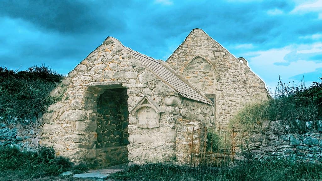 The ancient church of St Tanwg is situated in the sand dunes at Llandanwg, it is reputed to have been founded in the 5th century