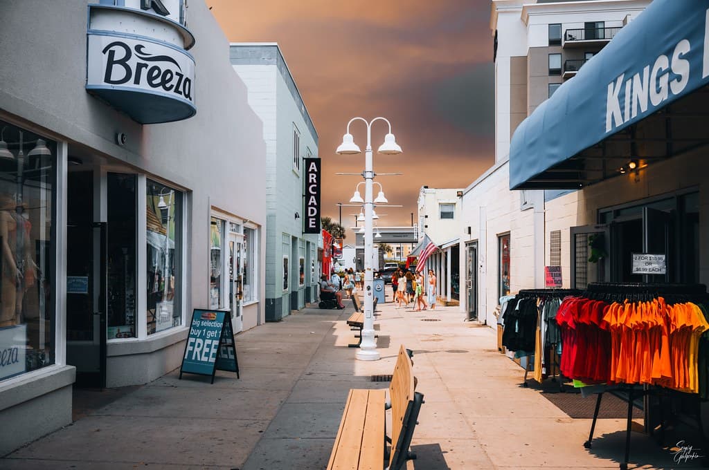 Smoke from Canadian forest fires over Carolina Beach boardwalk