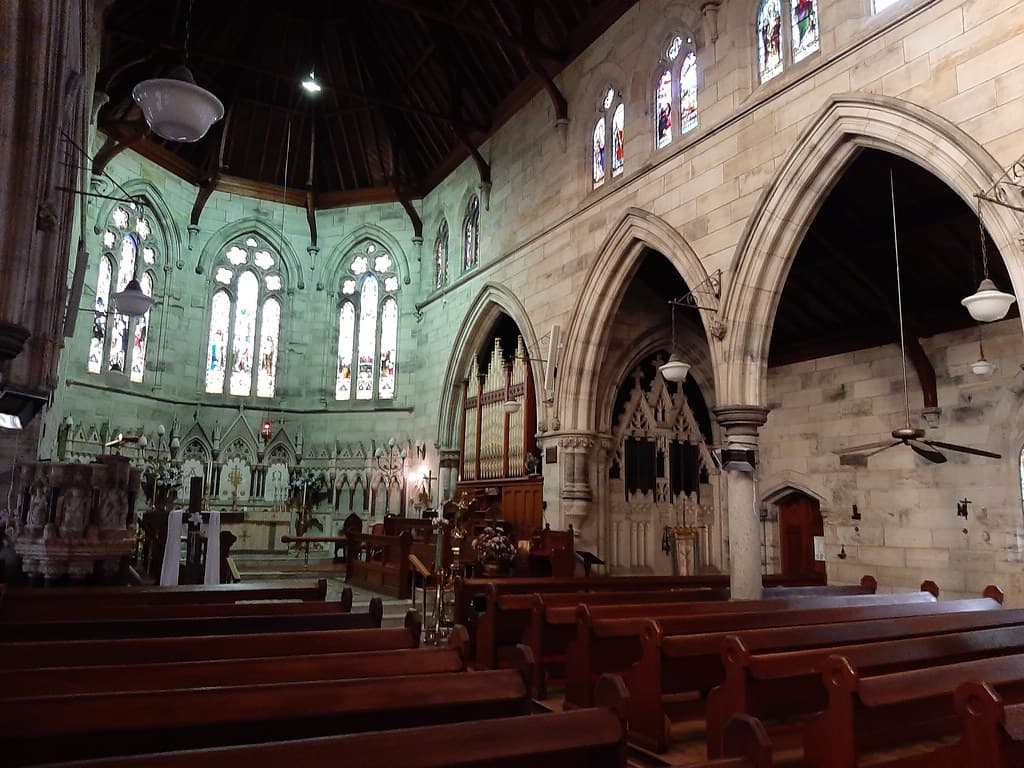East Maitland NSW. Pipe organ and altar in the Anglican Church.