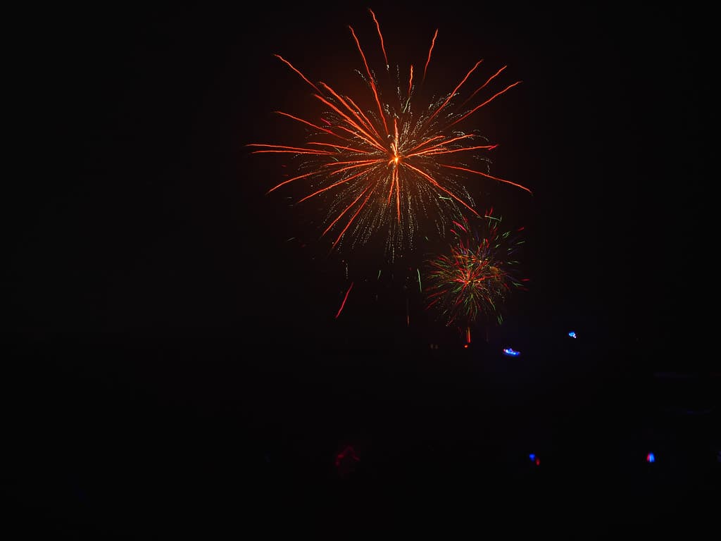 Fireworks over beach