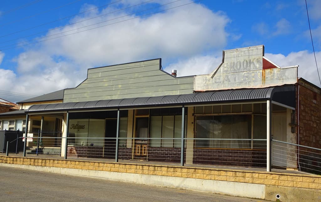 Spalding South Australia. A row of former shops including the former butcher shop.