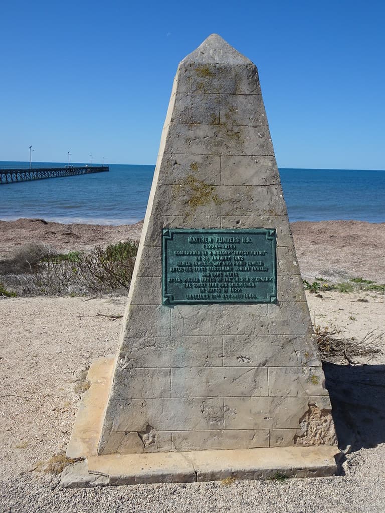 Fowlers Bay. The Far West Coast of South Australia. The memorial cairn to Captain Matthew Flinders who surveyed the bay in 1802.  Erected 1948.