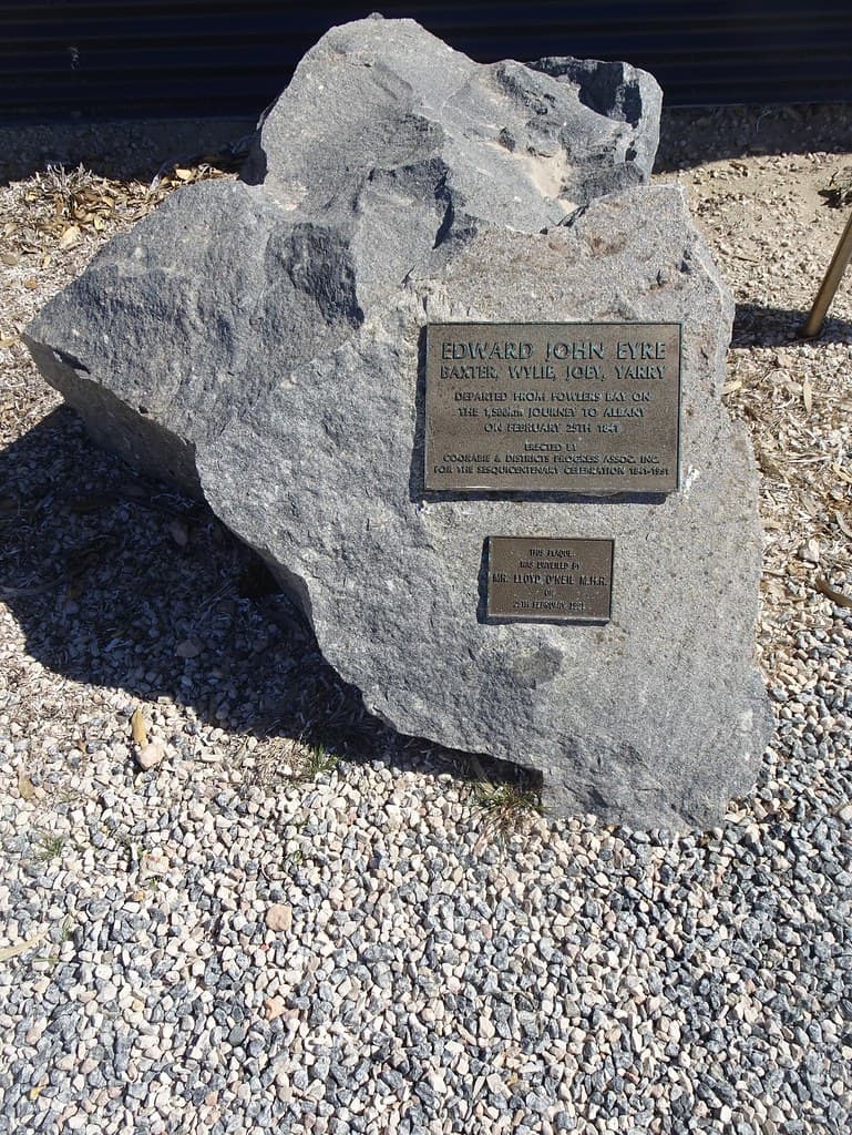 Fowlers Bay. The memorial to Edward John Eyre and his party who camped here before they attempted to cross the Nullarbor Plain in 1841.
