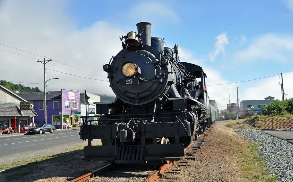 McCloud River Railroad # 25 (American Locomotive Company 2-6-2 steam locomotive) (Rockaway Beach, Oregon, USA) 2