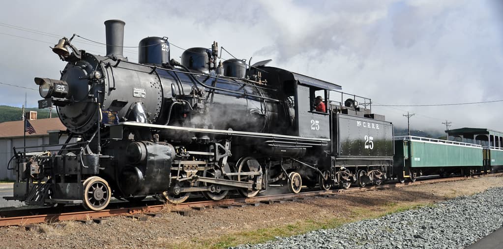 McCloud River Railroad # 25 (American Locomotive Company 2-6-2 steam locomotive) + tender (Rockaway Beach, Oregon, USA) 5