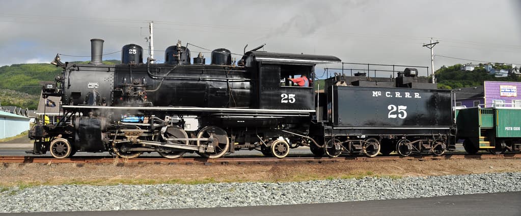 McCloud River Railroad # 25 (American Locomotive Company 2-6-2 steam locomotive) + tender (Rockaway Beach, Oregon, USA) 8
