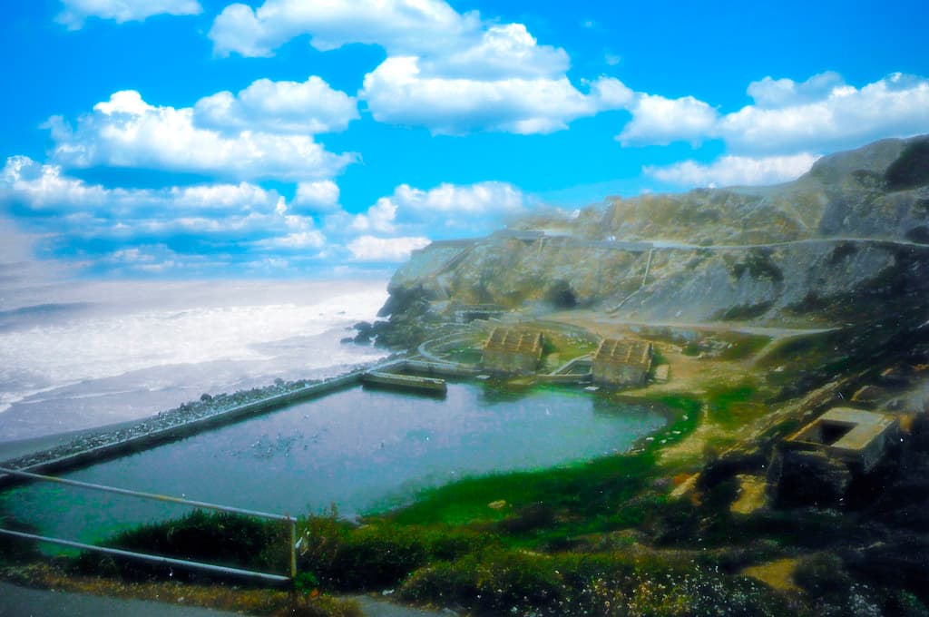 San Francisco California - The Sutro Baths 1894  - Salt Water Swimming Pool - Destroyed - Ruins