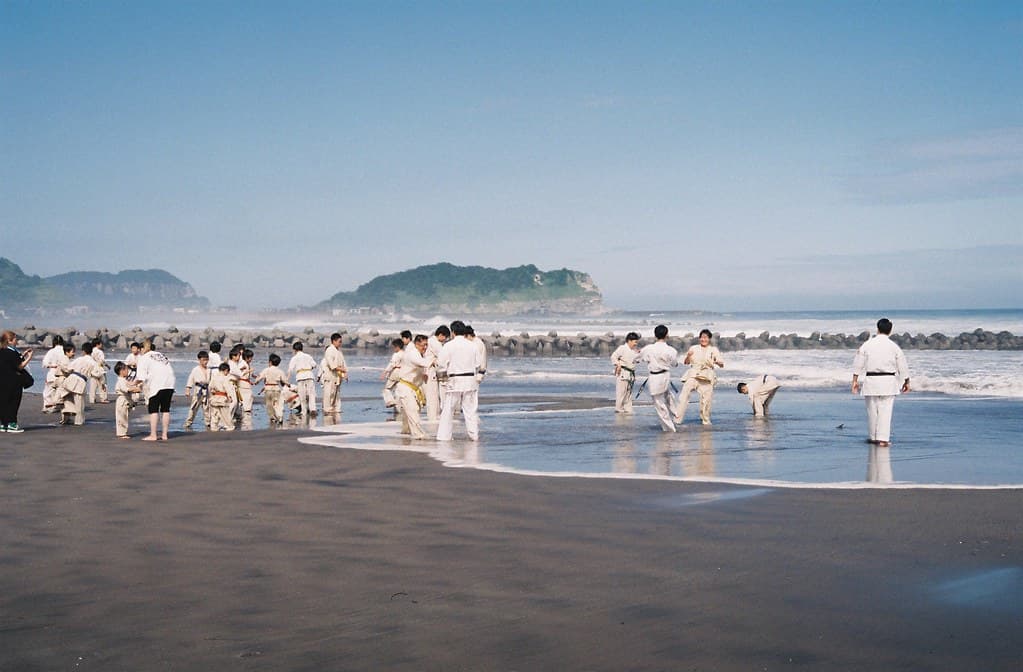 Karate training, Itanki Beach
