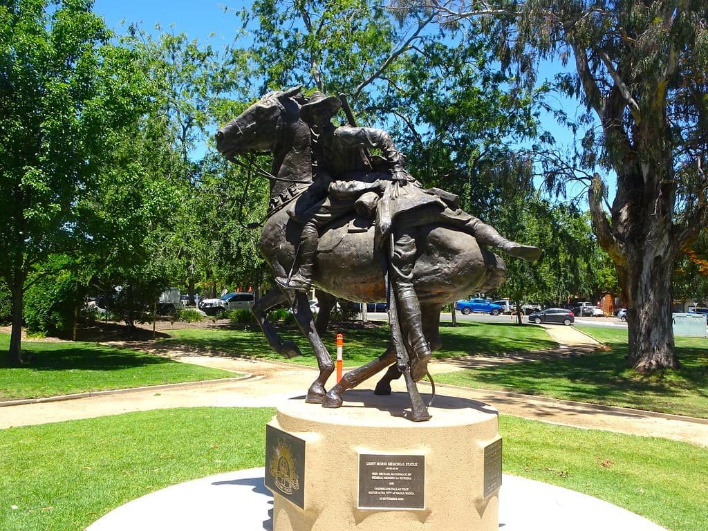 Wagga Wagga. The Light Horse Memorial statue in the Victory Memorial Park.