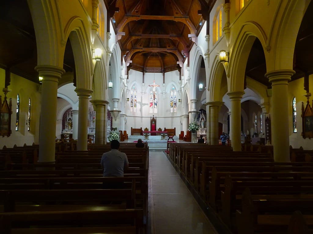 Wagga Wagga.The nave of St Patricks Catholic Cathedral. Built 1887 as a parish church. Became the Catholic Cathedral in 1917 and then enlarged.