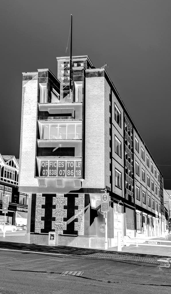 SUNLEY HOUSE (FORMER BARCLAYS BANK), 14-19, MIDDLE ROW, Maidstone (Invert Image Photography to highlight building)