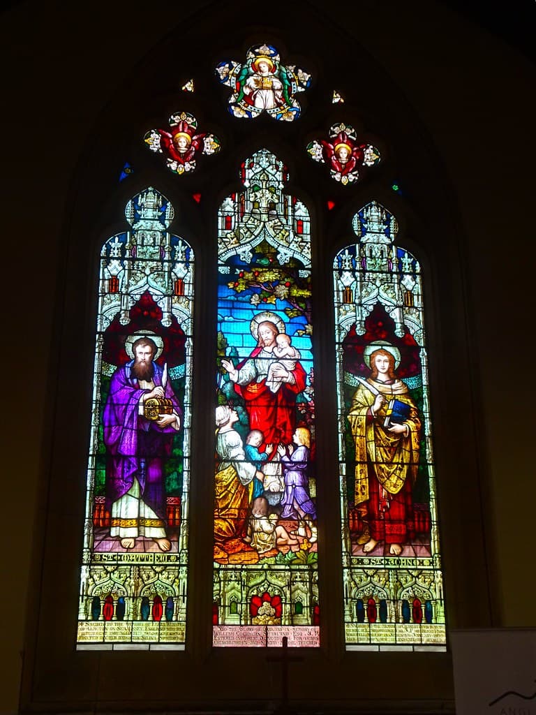 New Norfolk. The second oldest Anglican Church in Australia built by convicts in 1823.  Mullion stained glass window.. The oldest Anglican was built at Windsor in 1820.
