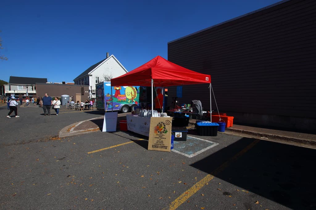 Sales kiosk at the  2025 Kentville Harvest Festival  Centre Square