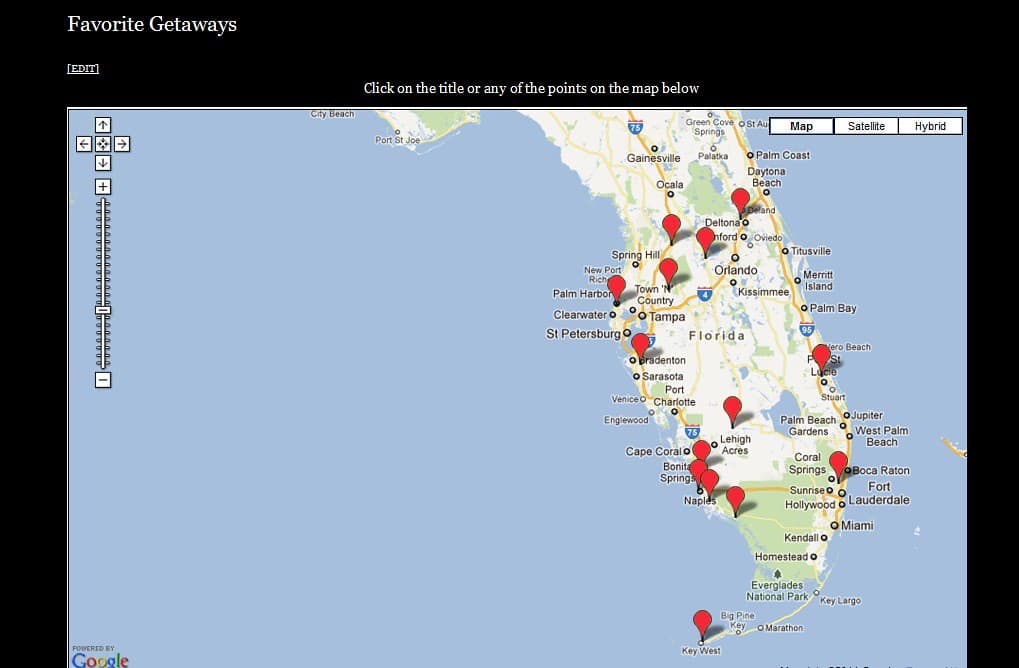 Favorite Getaways Map - Florida