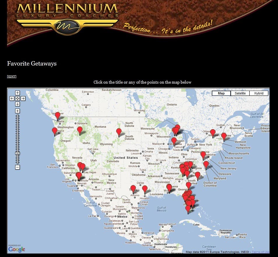 Millennium's Favorite Getaways Map